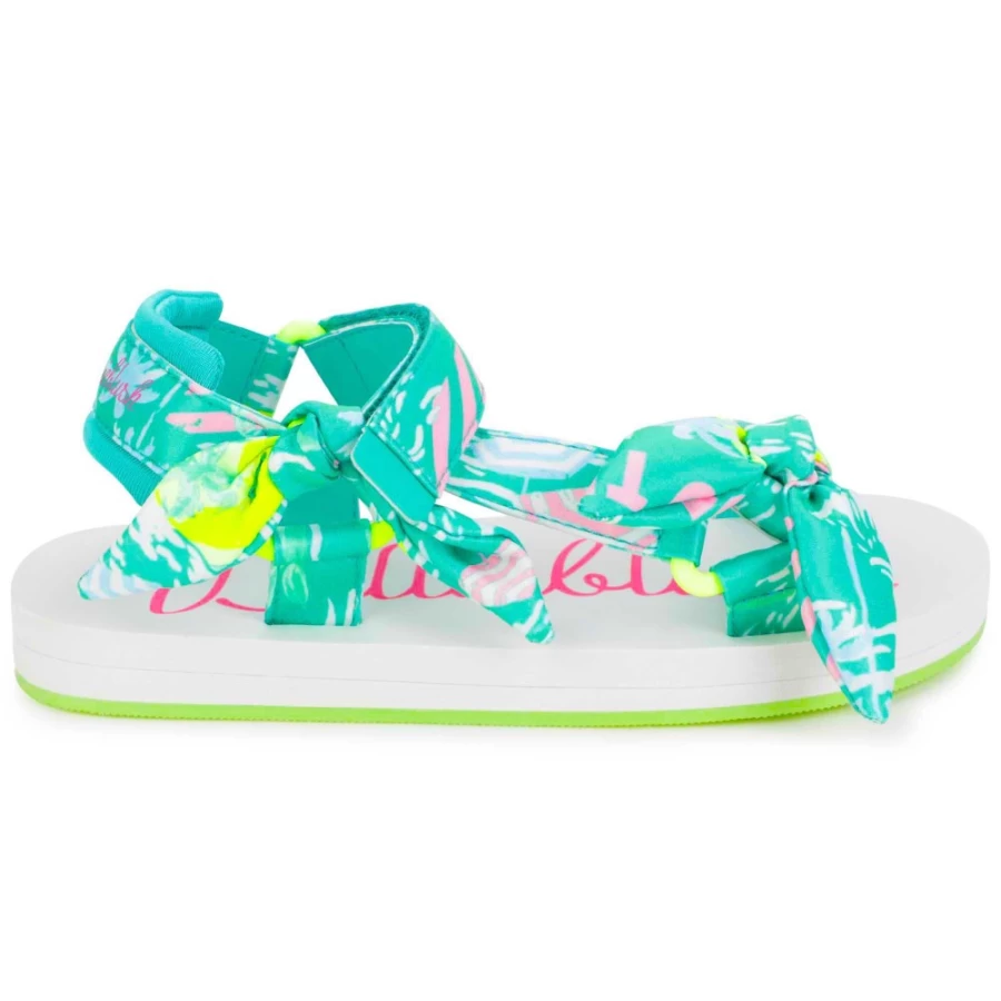 BILLIEBLUSH Green Printed Hook-And-Loop Sandals for Girls
