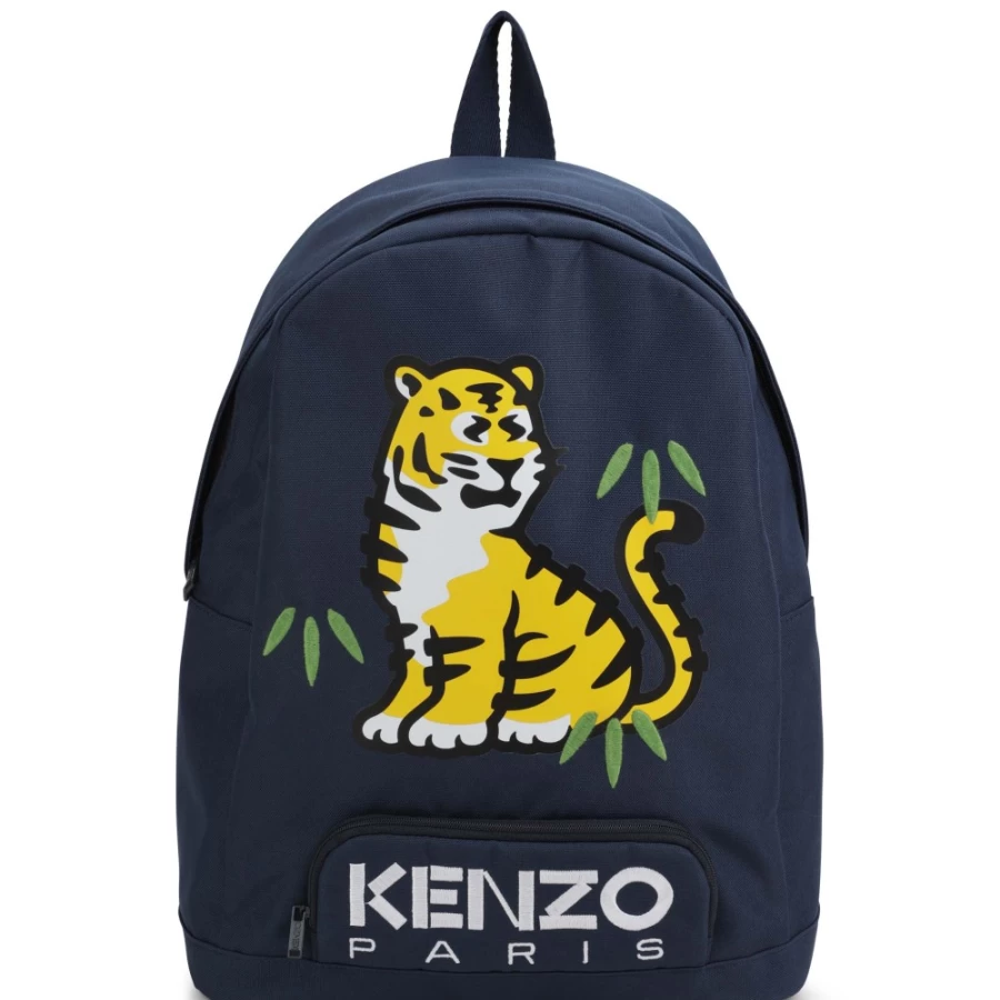 KENZO KIDS Navy Printed Embroidered Backpack for Girls