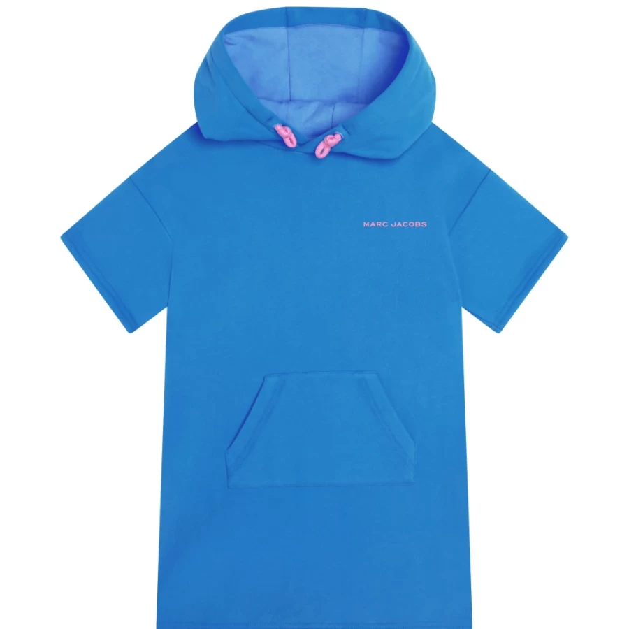 MARC JACOBS Pale Blue Hooded Sweatshirt Dress for Girls