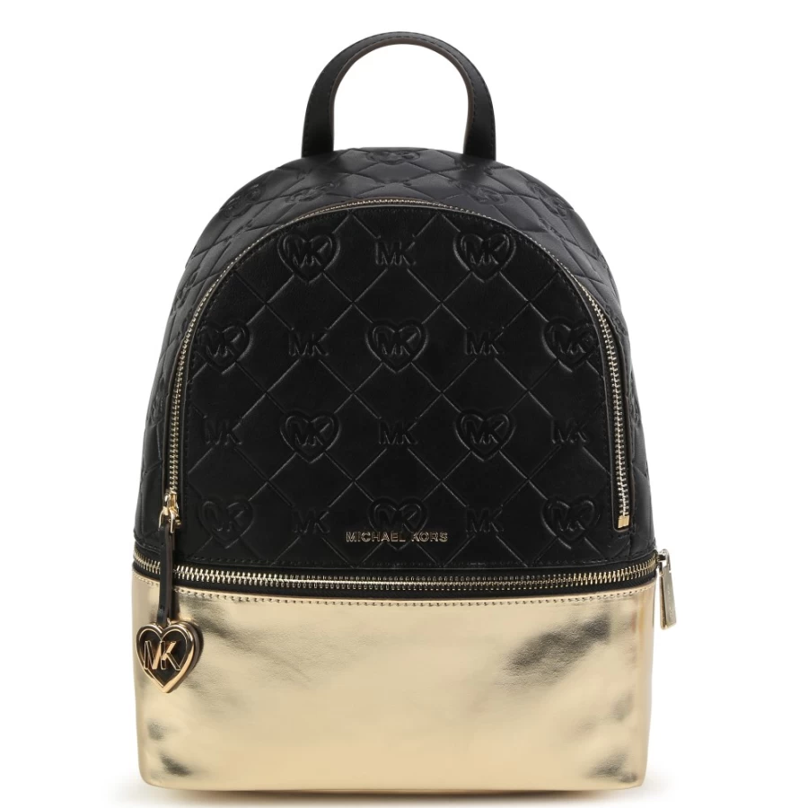MICHAEL KORS Black Textured Two-Tone Backpack for Girls