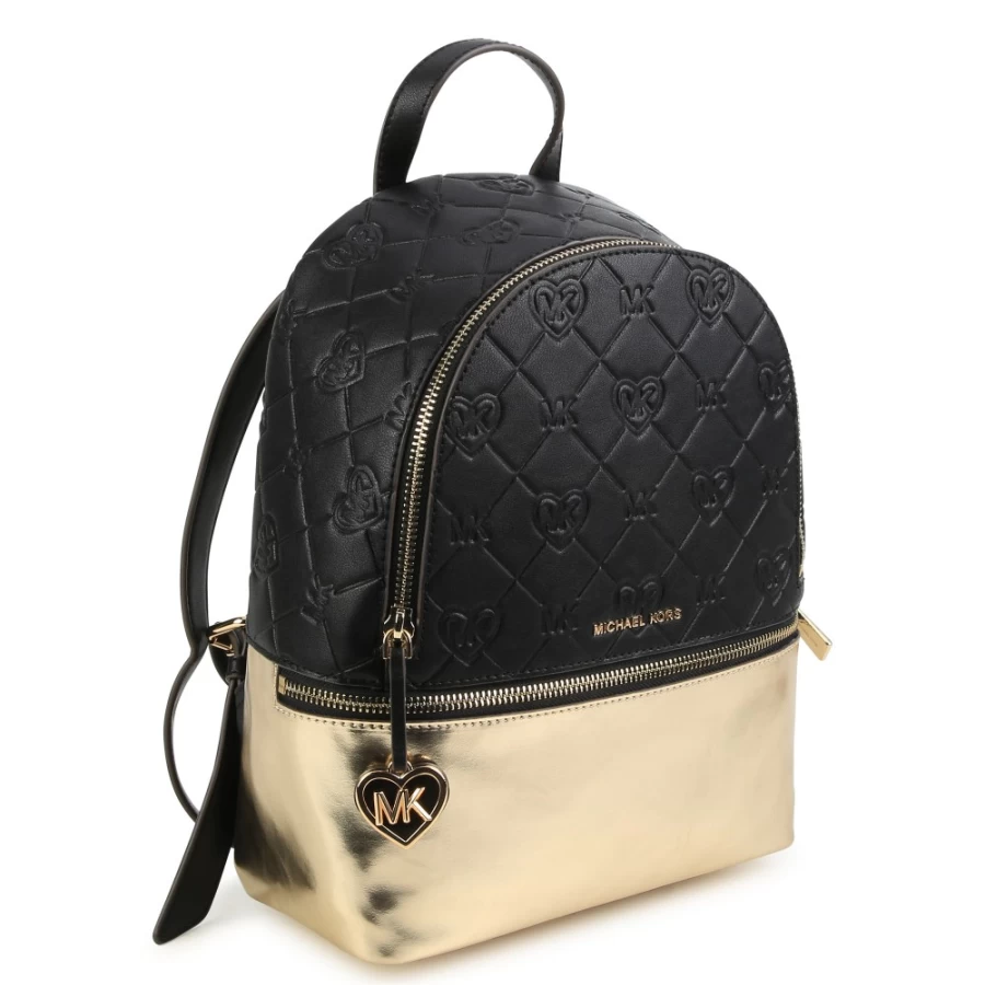 MICHAEL KORS Black Textured Two-Tone Backpack for Girls
