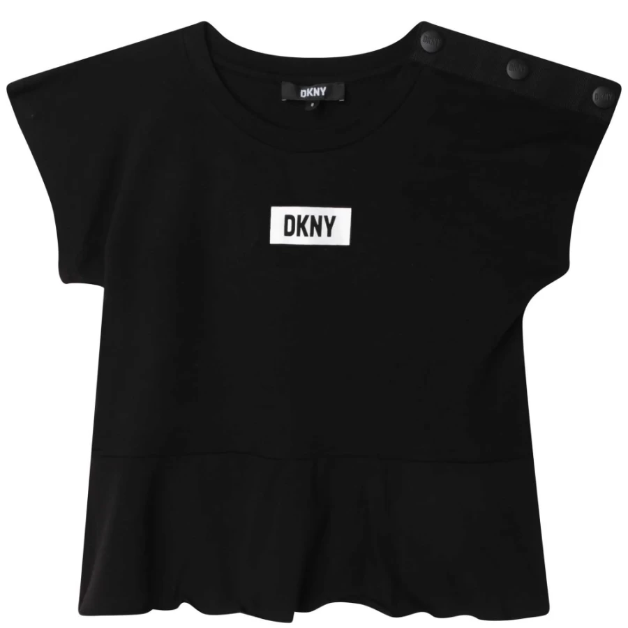 DKNY Girls' Black Short-Sleeved T-Shirt for Casual Wear