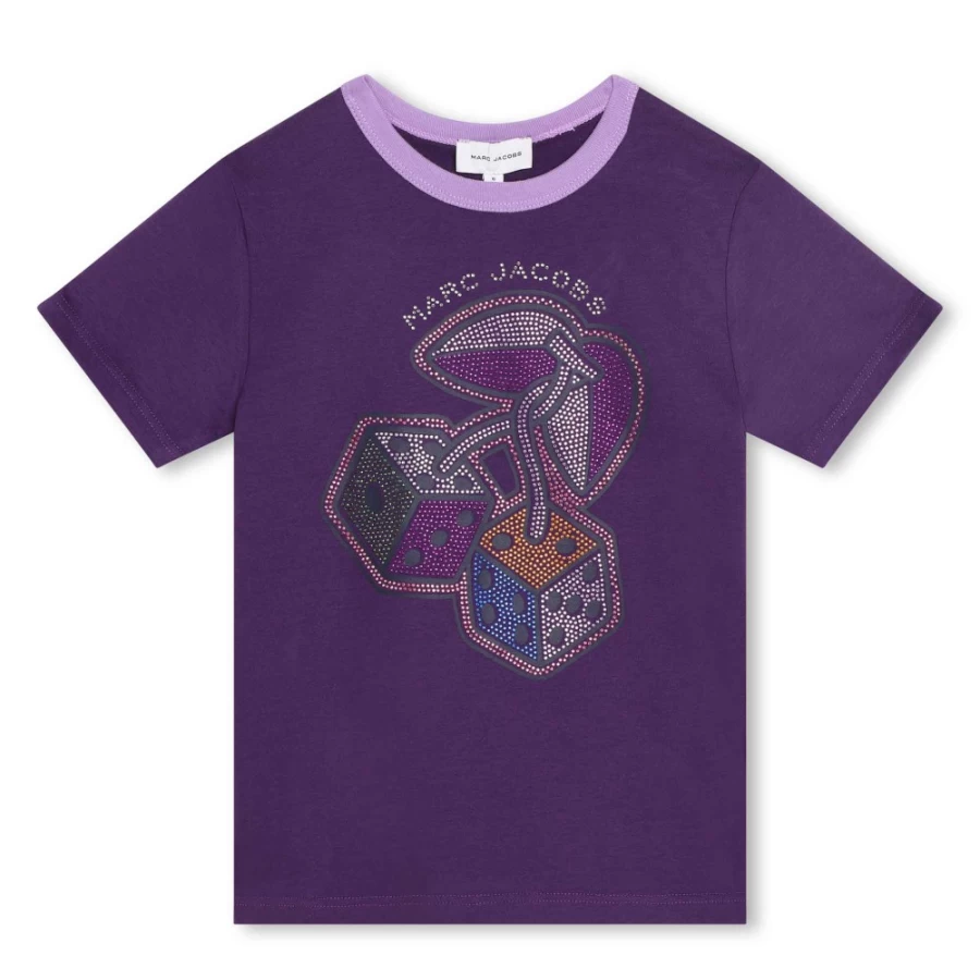 MARC JACOBS Girls White Short-Sleeved Cotton T-Shirt for Casual Wear