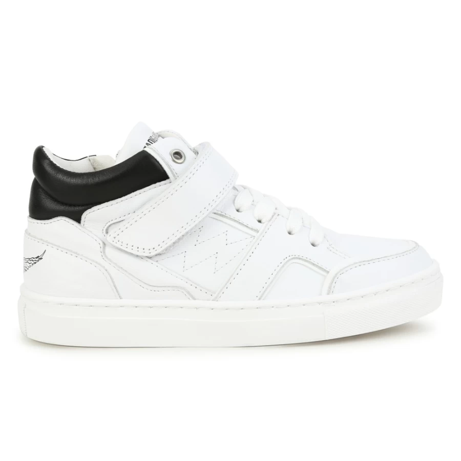ZADIG & VOLTAIRE Girls' White Leather Hook-And-Loop Sneakers