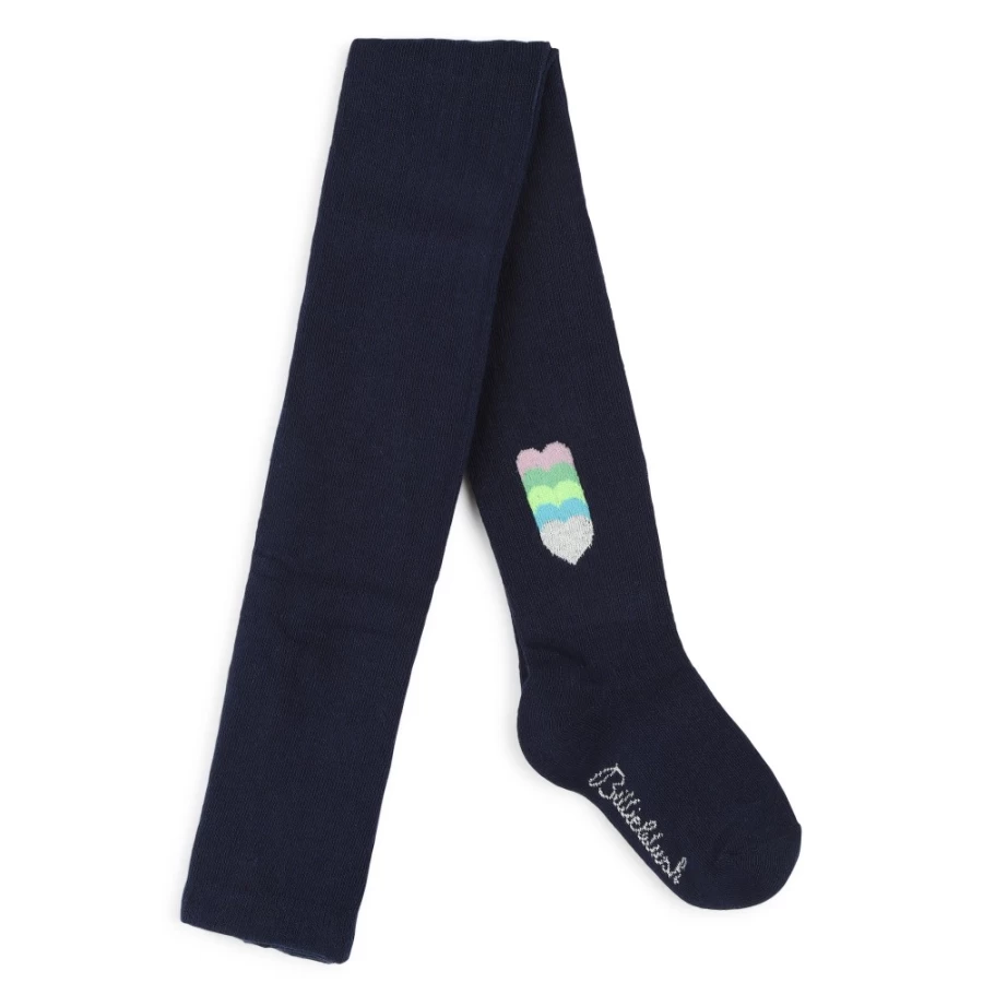 BILLIEBLUSH Navy Metallic Knitted Tights for Girls - Stylish & Comfortable