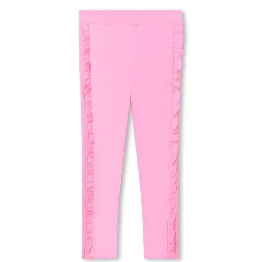 BILLIEBLUSH Pink Frilled Leggings for Girls - Stylish Plain Design