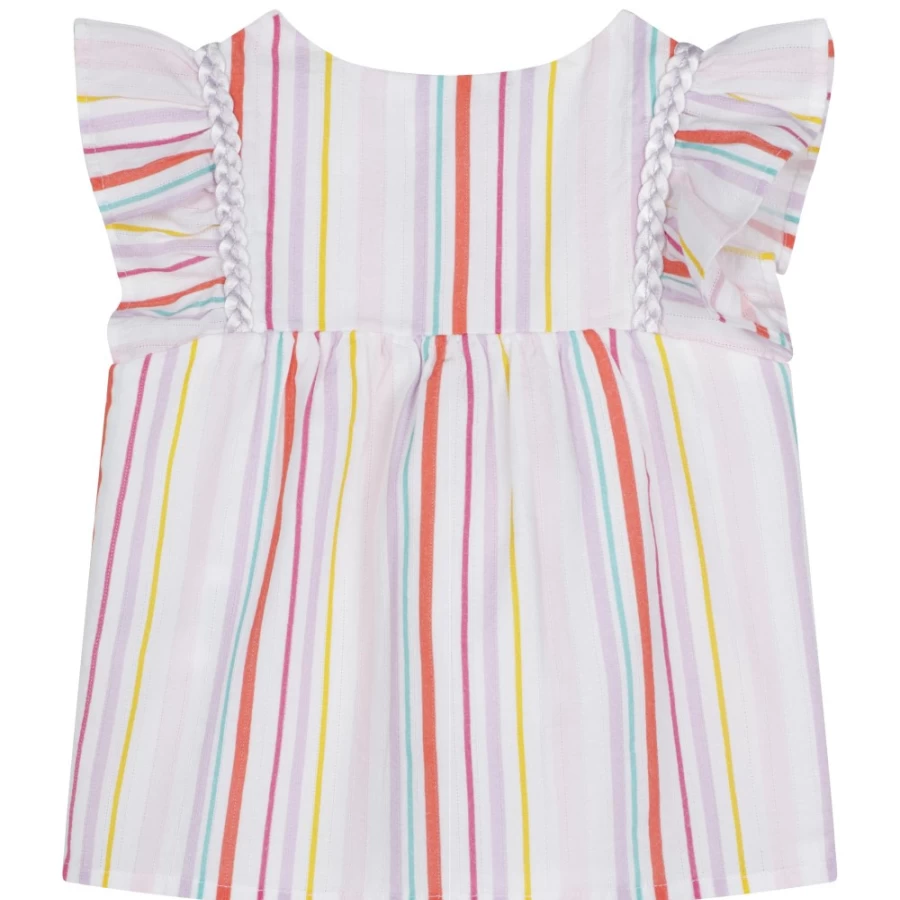 CARREMENT BEAU Girls Multicoloured Striped Cotton Blouse