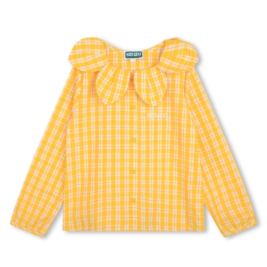 KENZO KIDS Girls Lemon Cotton Blouse - Stylish Novelty Collar Top for Kids