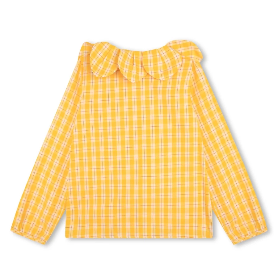 KENZO KIDS Girls Lemon Cotton Blouse - Stylish Novelty Collar Top for Kids