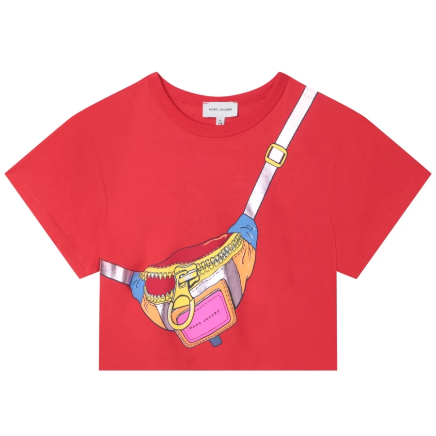 MARC JACOBS Girls Red Printed Cotton T-Shirt