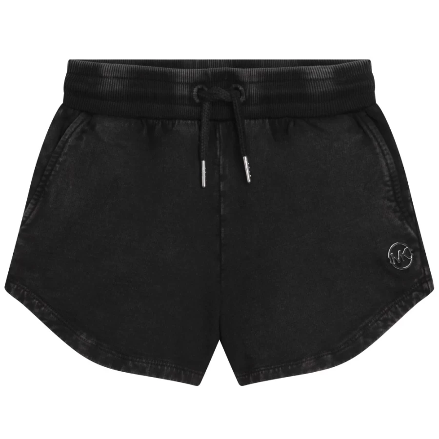 MICHAEL KORS Girls' Black Cotton Fleece Shorts for Comfort & Style