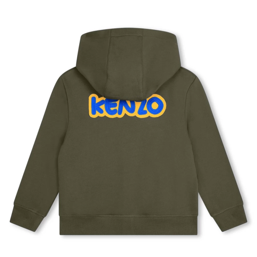 KENZO KIDS Girls' Khaki Hooded Jogging Cardigan Sweatshirt