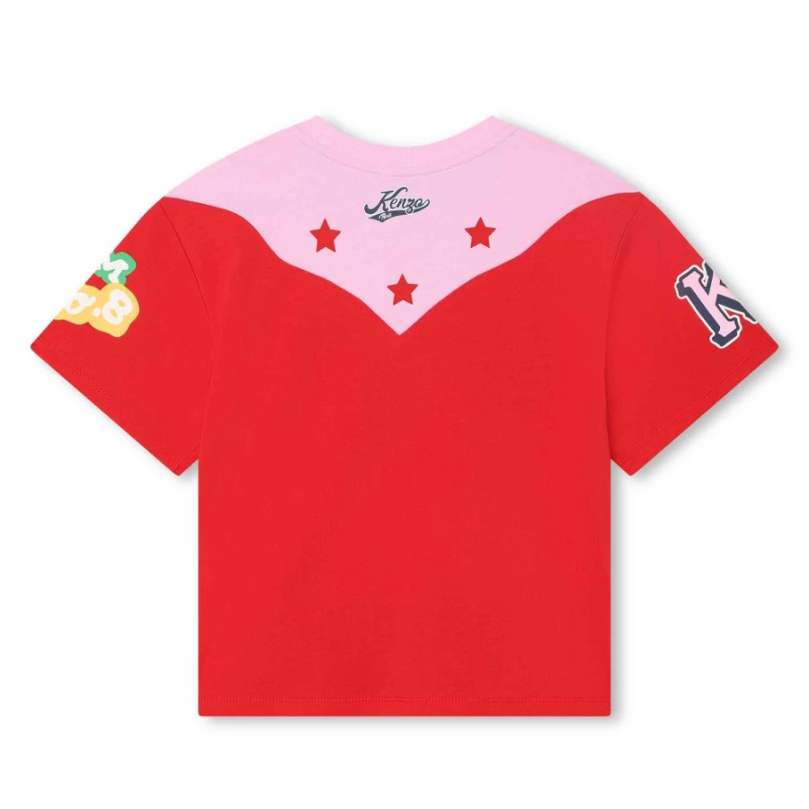 KENZO KIDS Girls Bright Red Screen-Printed Graphic T-Shirt