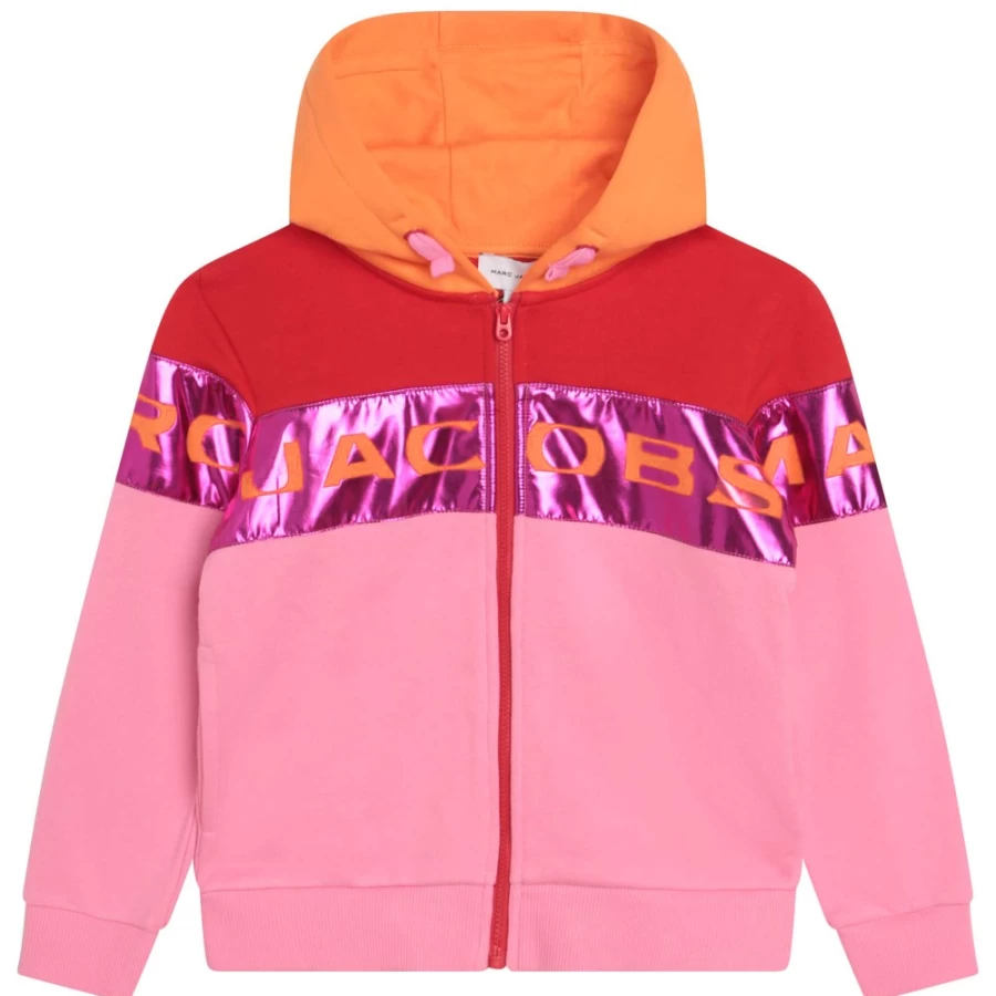MARC JACOBS Girls' Apricot Zip-Up Fleece Sweatshirt for Kids