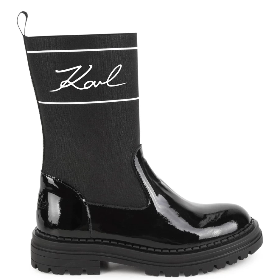KARL LAGERFELD KIDS Black Tall Elasticated Boots for Girls - Stylish & Comfortable Knee-High Boots