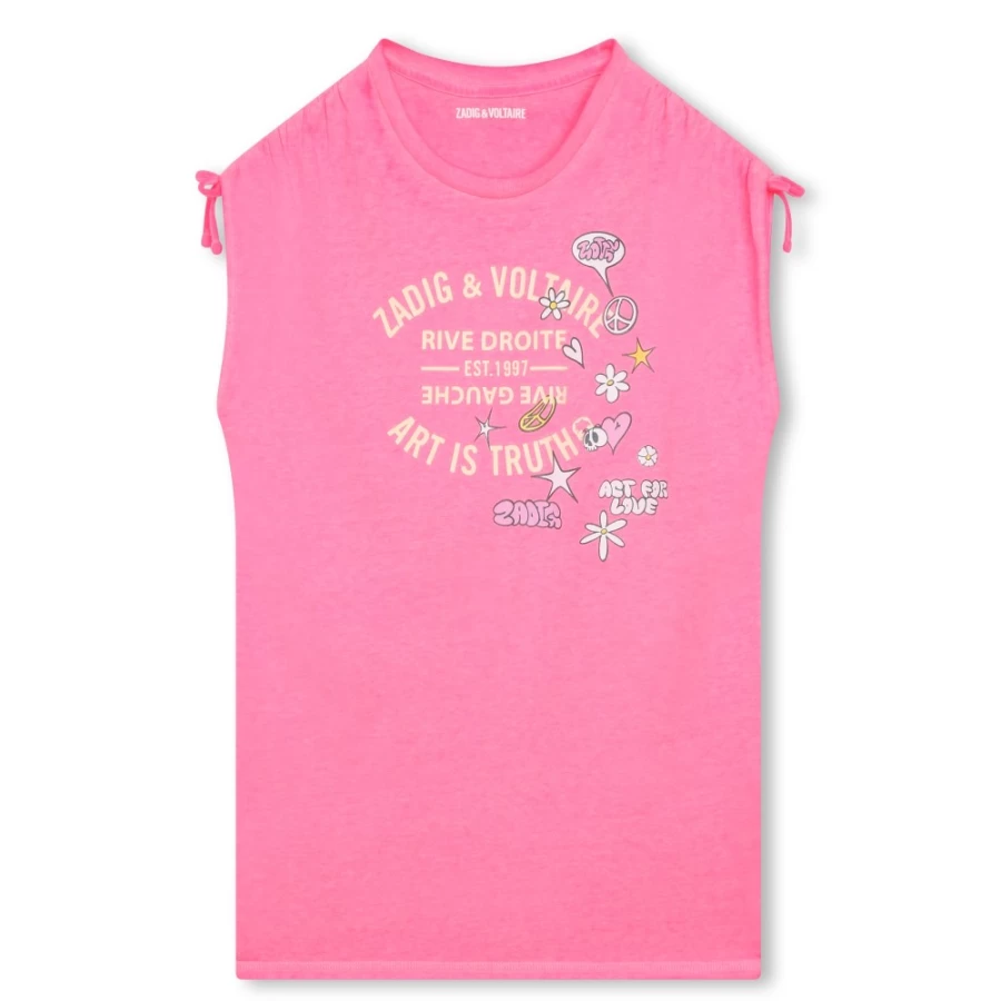 ZADIG & VOLTAIRE Pink Blush Round-Neck Crest Dress for Girls