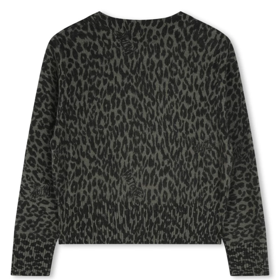ZADIG & VOLTAIRE Khaki Leopard Jacquard Jumper for Girls