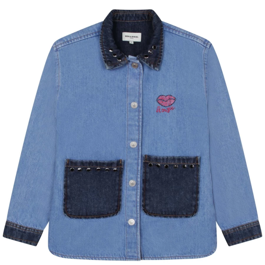 SONIA RYKIEL Denim Jacket for Girls in Classic Denim Blue - Stylish & Comfortable