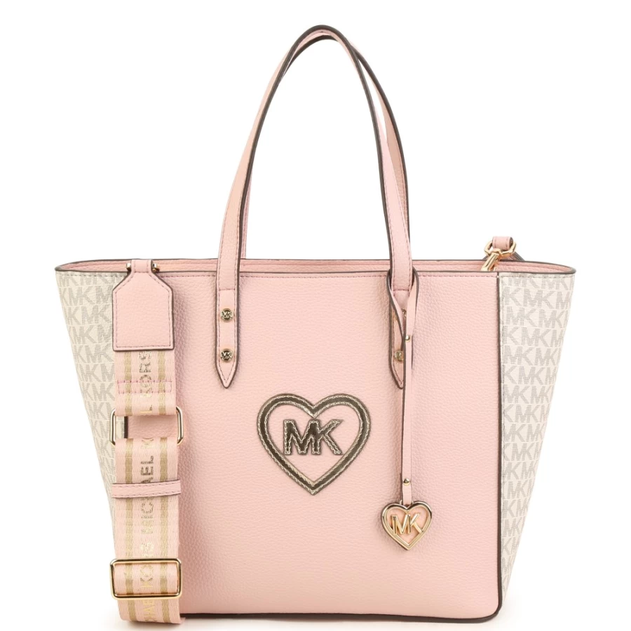MICHAEL KORS Salmon Grained Coated Canvas Tote Bag for Women