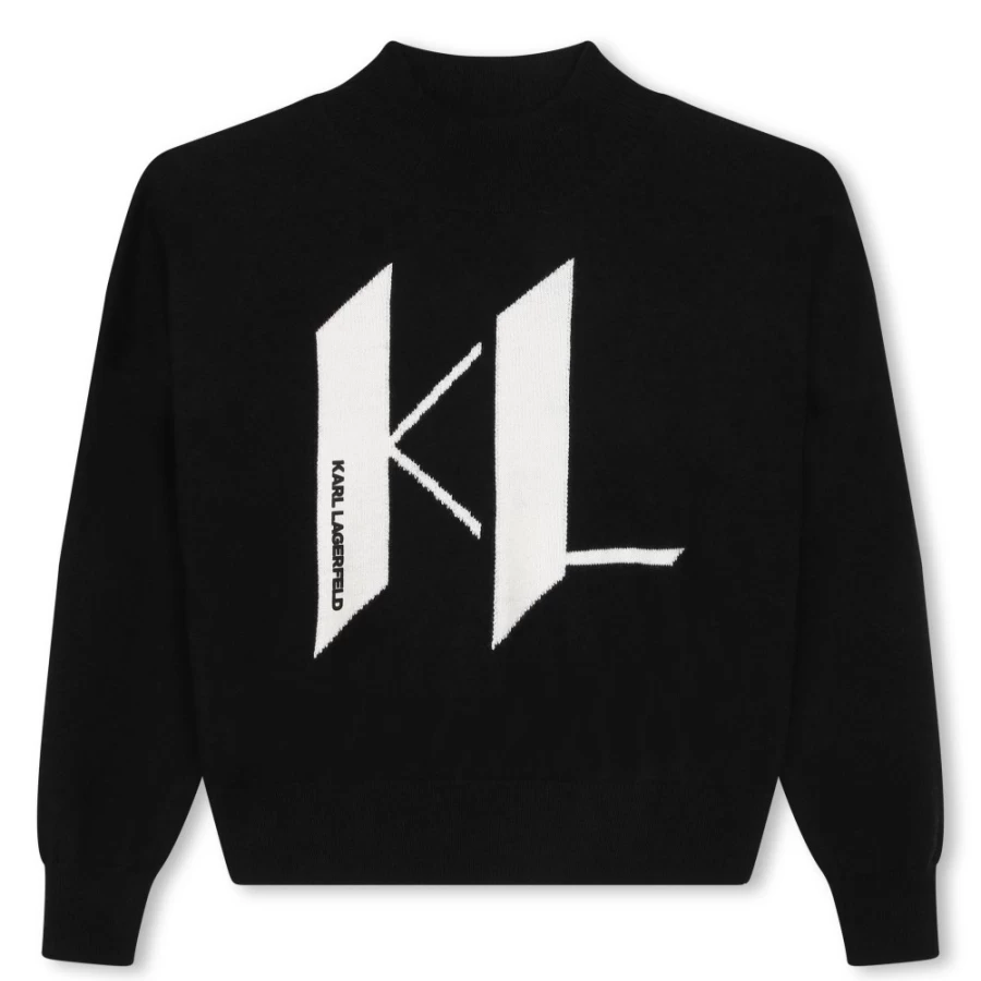 KARL LAGERFELD KIDS Girls Black Cotton Cashmere Jumper Sweater