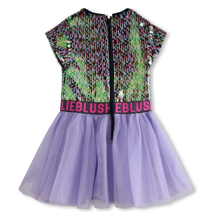 BILLIEBLUSH Bi-Material Sequin Dress for Girls - Multicoloured Sparkle Party Outfit