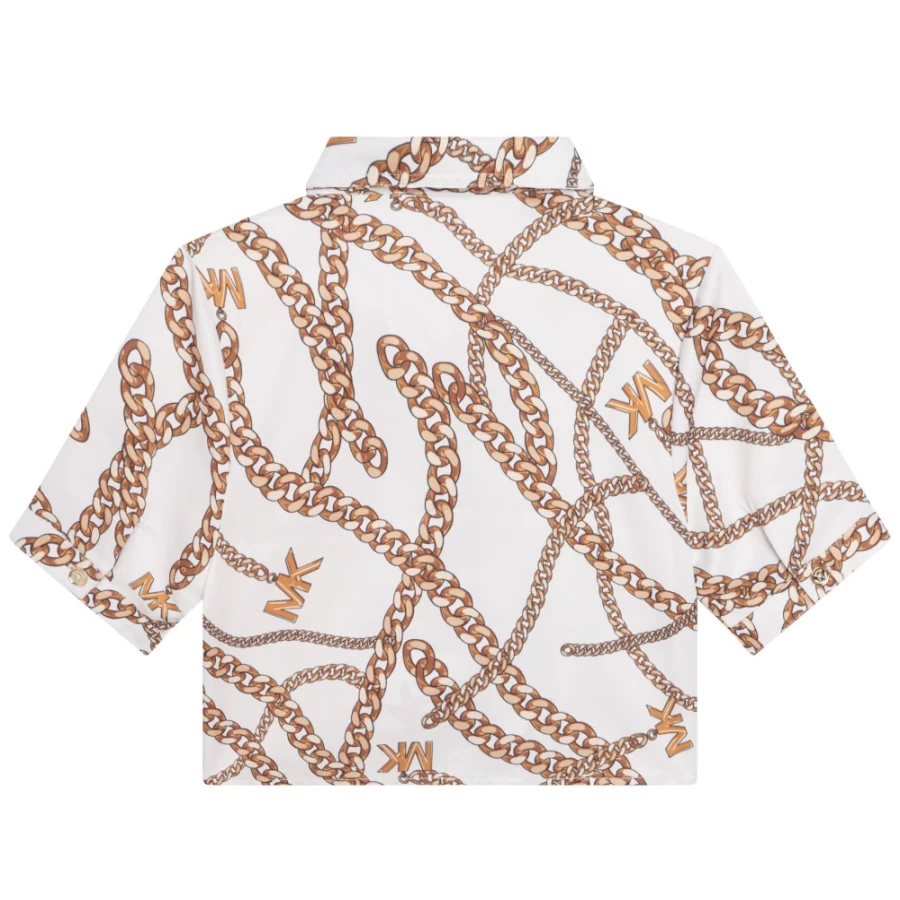 MICHAEL KORS Girls' Printed Knotted Shirt in White & Yellow