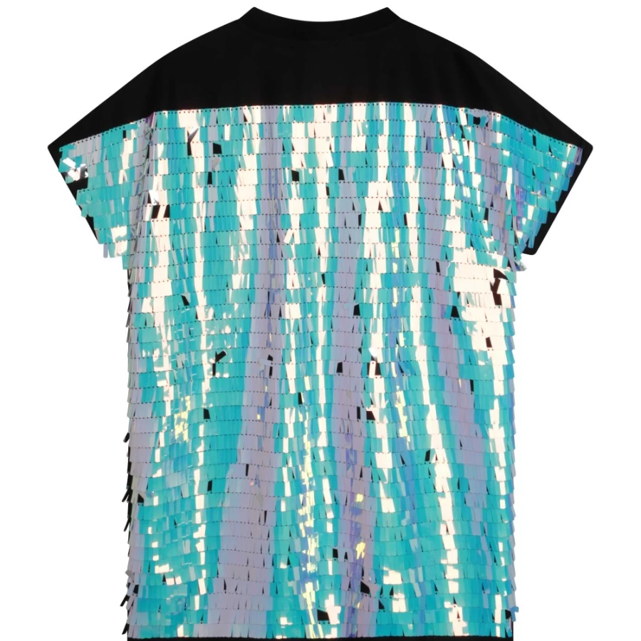 DKNY Girls' White Laminated Party Dress for Special Occasions