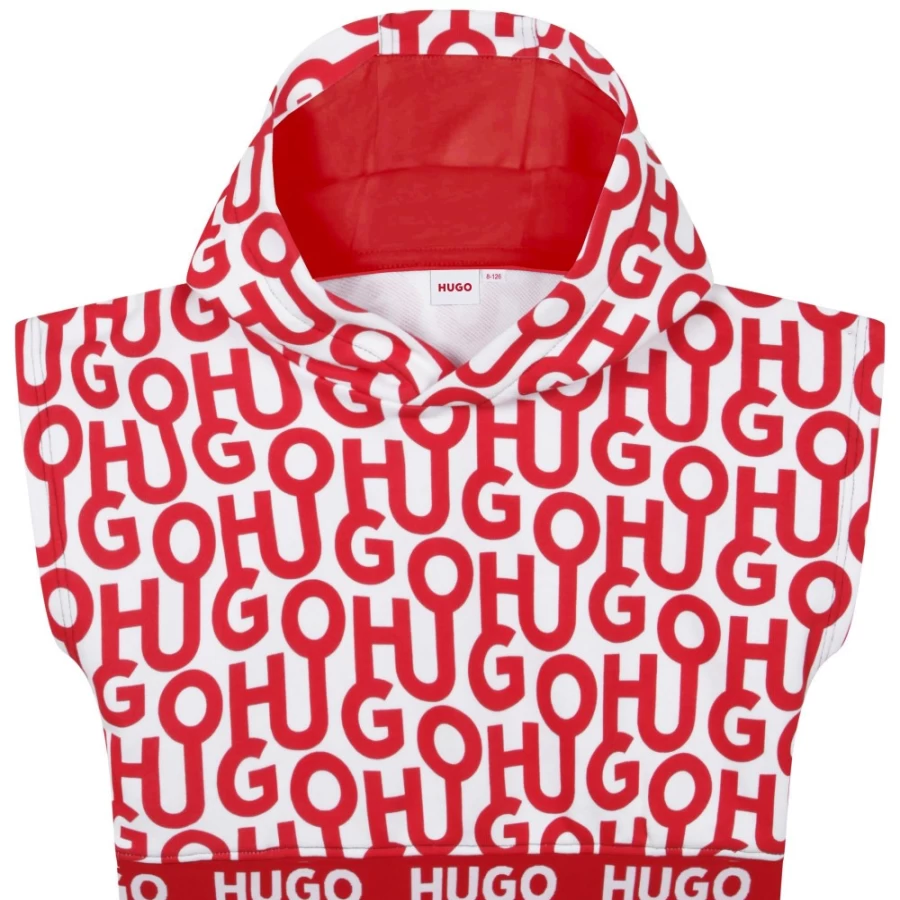 HUGO Girl's Red & White Sleeveless Sweatshirt - Casual Summer Pullover for Girls