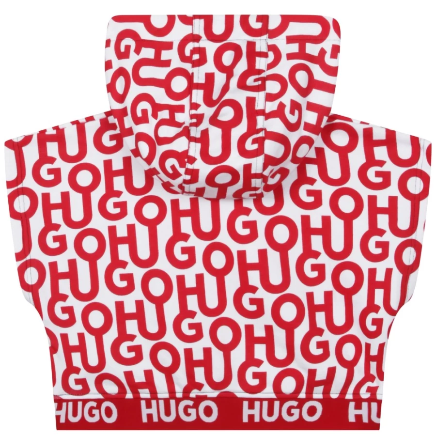 HUGO Girl's Red & White Sleeveless Sweatshirt - Casual Summer Pullover for Girls