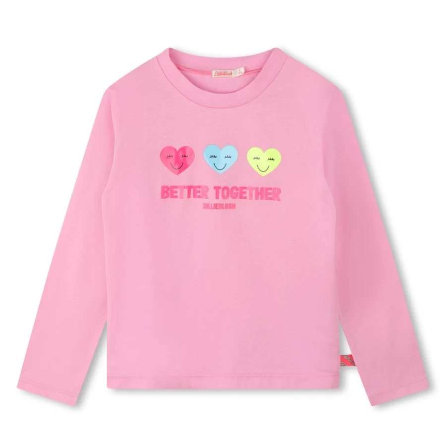 BILLIEBLUSH Girls Pink Long-Sleeved T-Shirt for Comfort and Style
