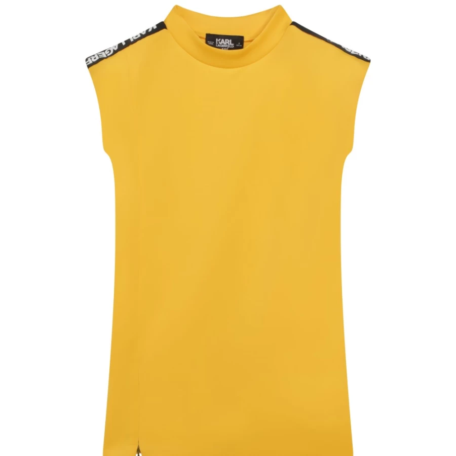 KARL LAGERFELD KIDS Girls' Yellow Stand-Up Collar Zip Dress