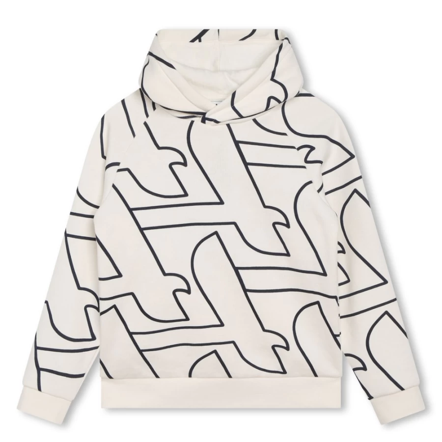AIGLE Girls Ivory Hooded Sweatshirt - Soft Cotton Pullover for Kids