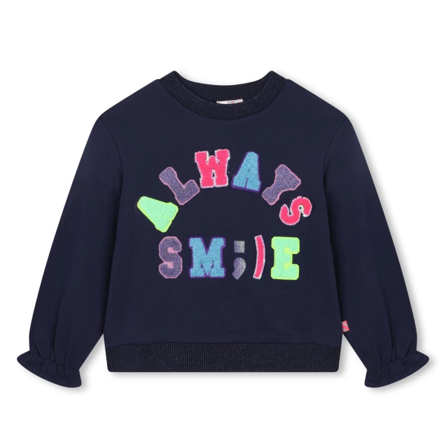 BILLIEBLUSH Girls Navy Fleece Sweatshirt - Cozy Pullover for Kids