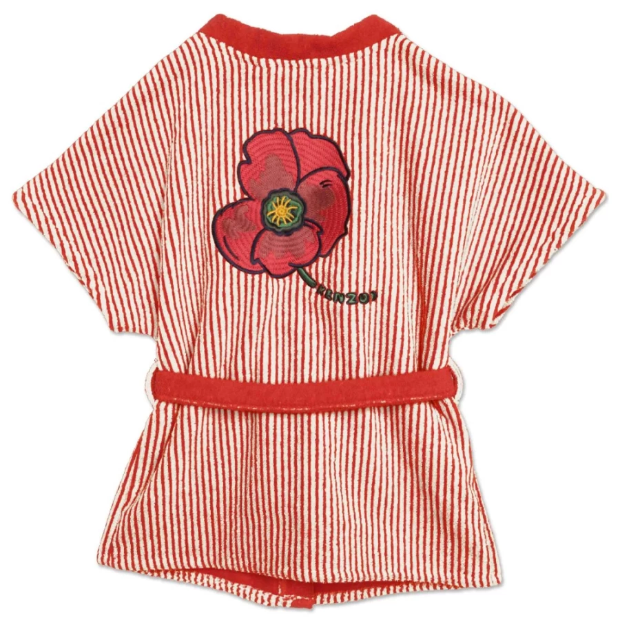 KENZO KIDS Girls Cream Bath Cloak - Soft Hooded Bathrobe for Kids