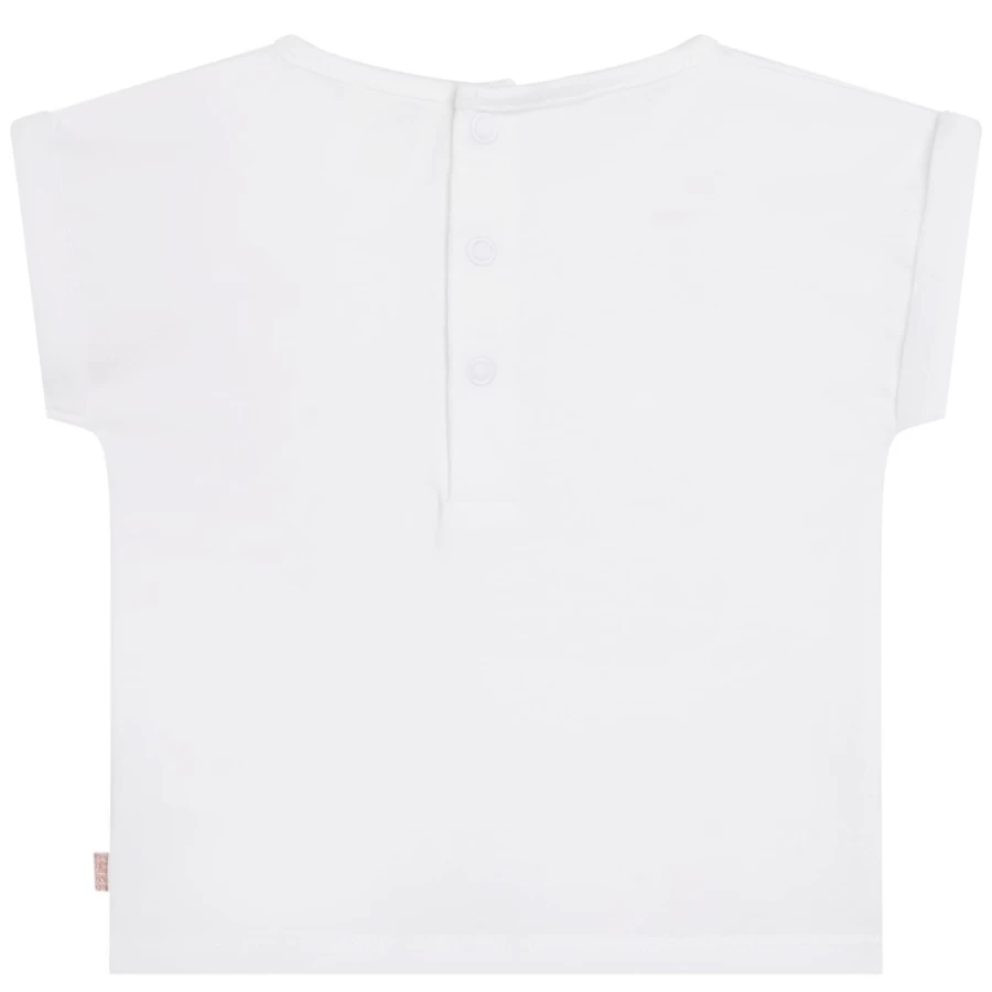CARREMENT BEAU Girls' White T-Shirt With Stylish Shoulder Print