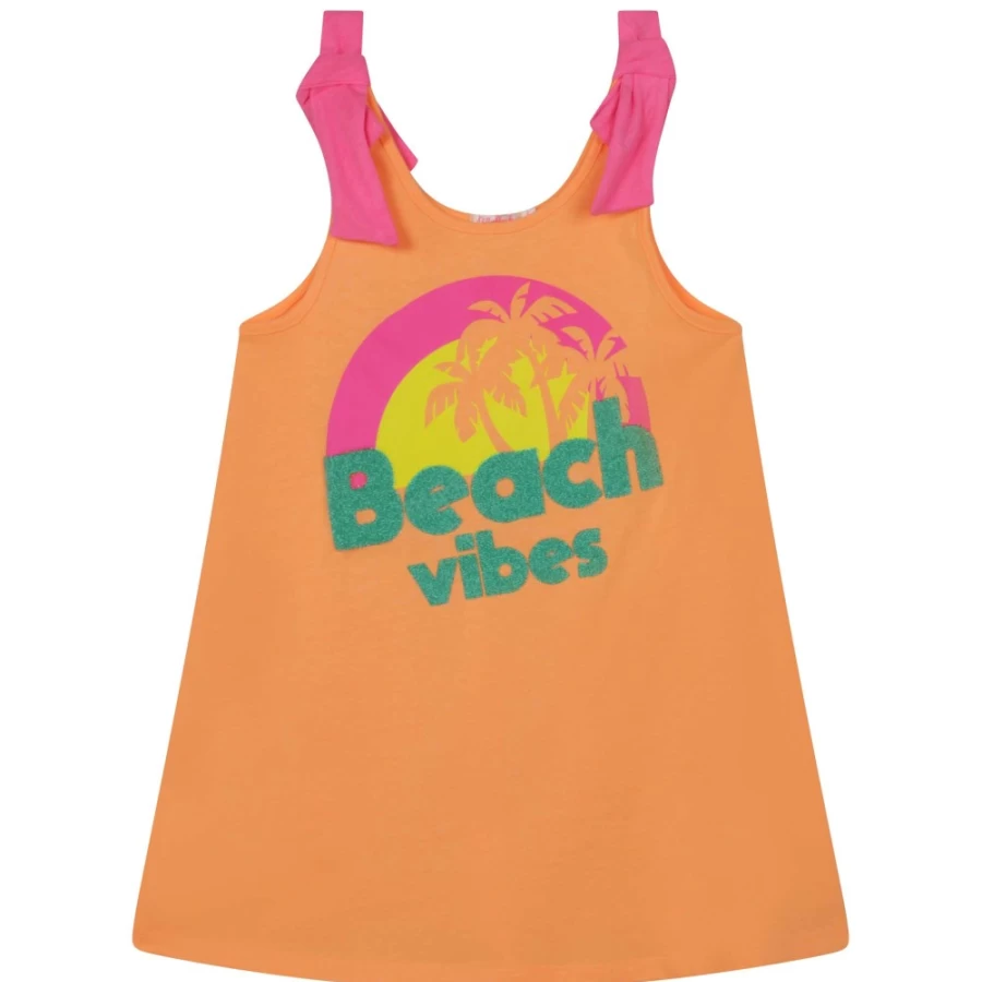 BILLIEBLUSH Orange Pop Pearl-Embroidered Dress for Girls