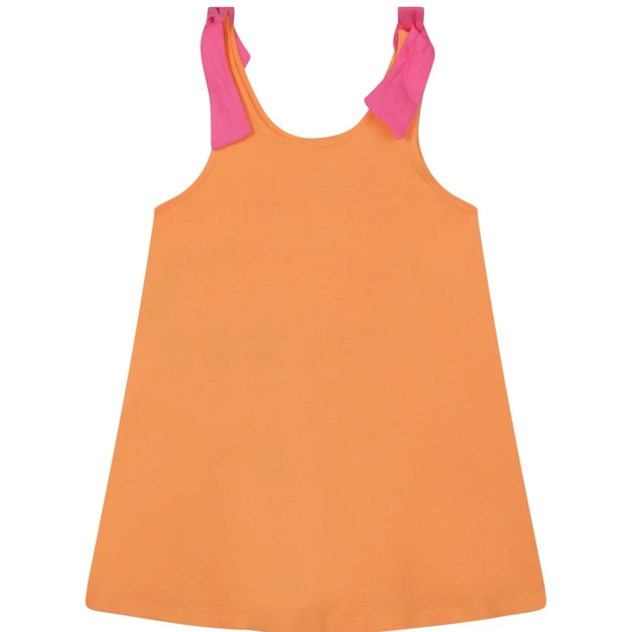 BILLIEBLUSH Orange Pop Pearl-Embroidered Dress for Girls
