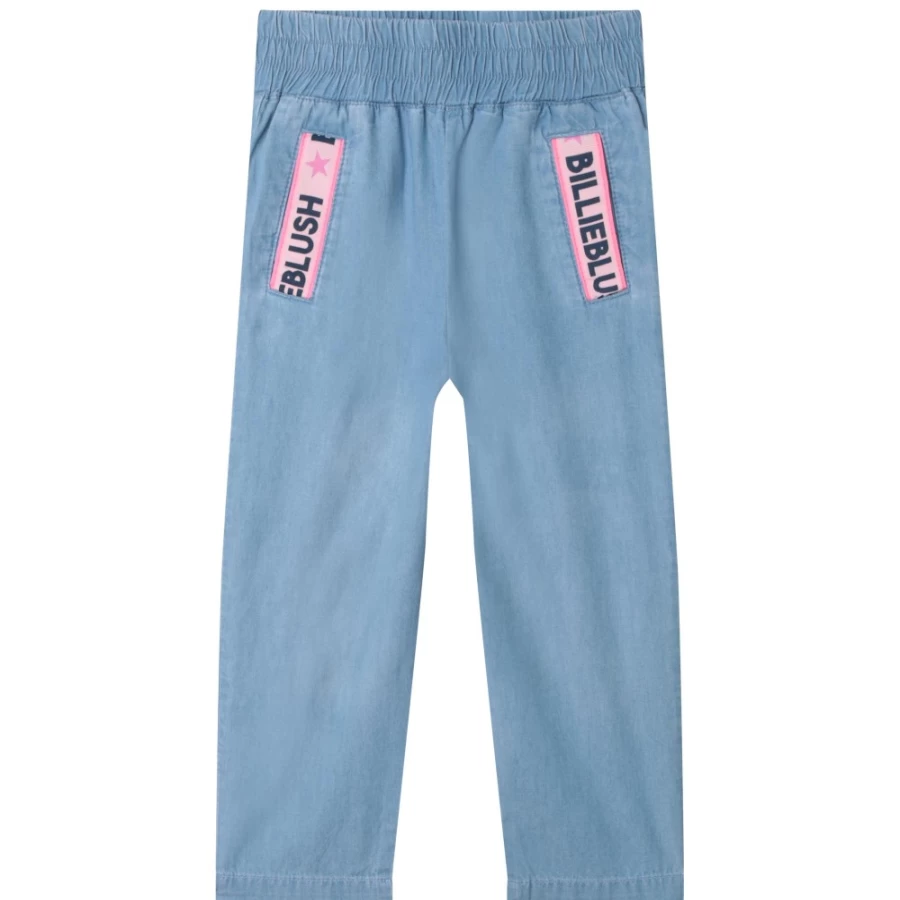 BILLIEBLUSH Girls' Elasticated-Waist Trousers in Double Stone & Brossage Colors
