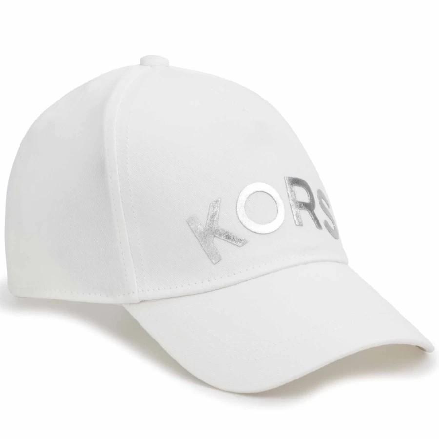 MICHAEL KORS Girls White Cotton Canvas Baseball Cap for Women