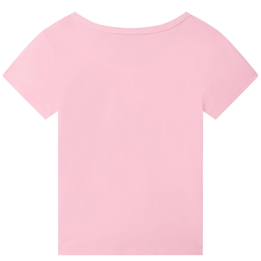 MICHAEL KORS Girls Pink Washed Sequin T-Shirt | Sparkly Multicolored Top for Kids