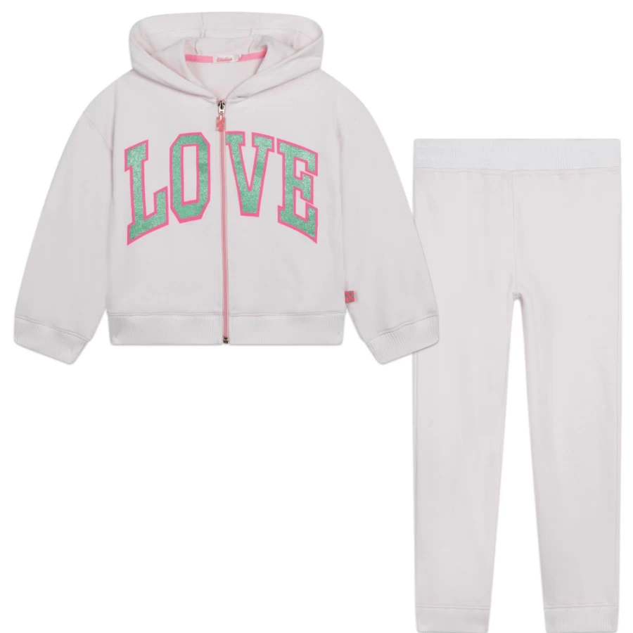 BILLIEBLUSH Girls' Pink Pale Fleece Set - Soft & Cozy Two-Piece Outfit