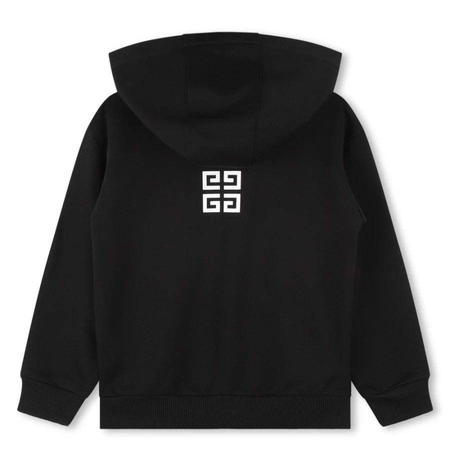 GIVENCHY Black Hooded Zip-Up Cardigan for Girls