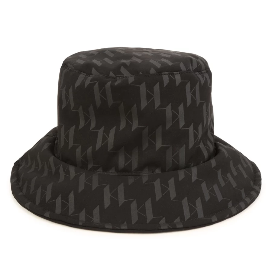 KARL LAGERFELD KIDS Black Sun Hat for Girls with Karl Print - Stylish Summer Beach Hat