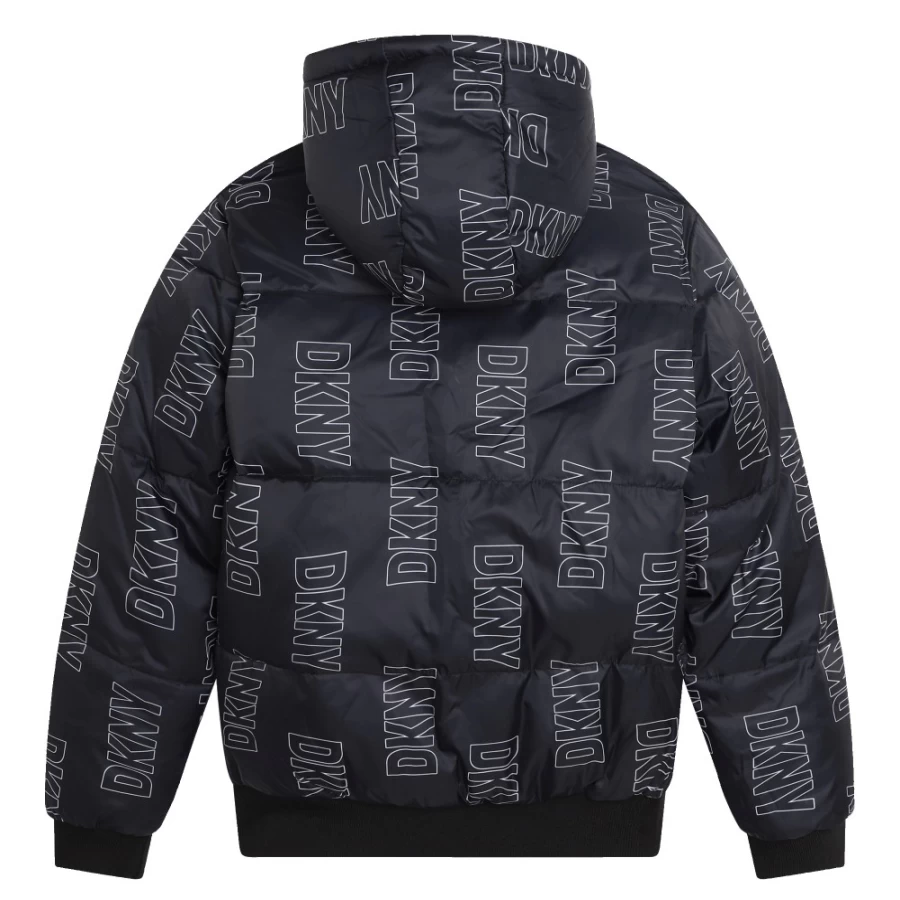 DKNY Reversible Black Puffer Jacket for Girls - Warm Winter Coat