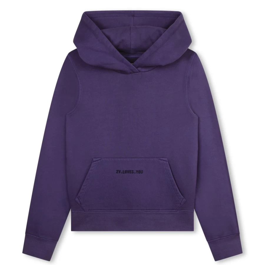 ZADIG & VOLTAIRE Girls' Lime Hooded Fleece Sweatshirt - Soft Cotton Pullover