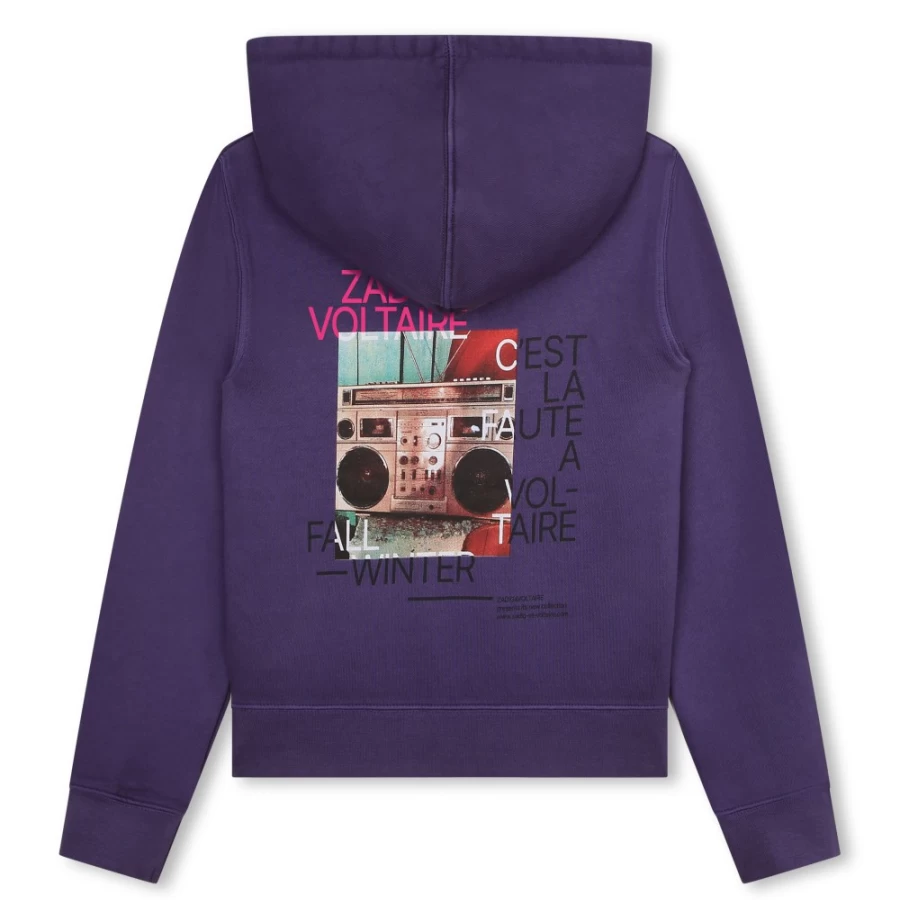 ZADIG & VOLTAIRE Girls' Lime Hooded Fleece Sweatshirt - Soft Cotton Pullover