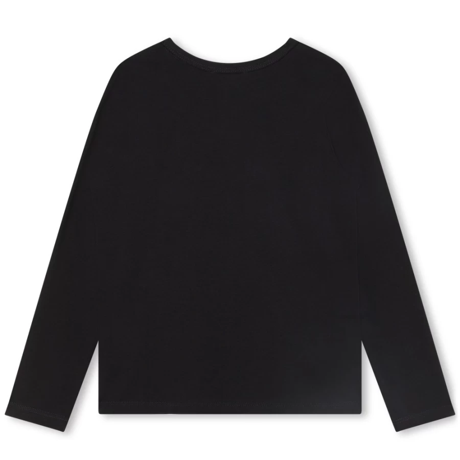 MICHAEL KORS Girls Black Long Sleeve T-Shirt | Classic Cotton Tee for Kids