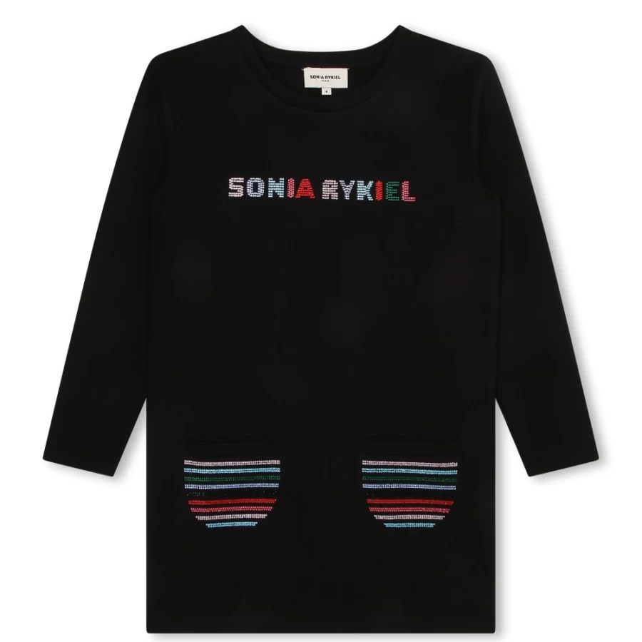 SONIA RYKIEL Black Diamante Dress for Girls - Sparkling Novelty Party Wear