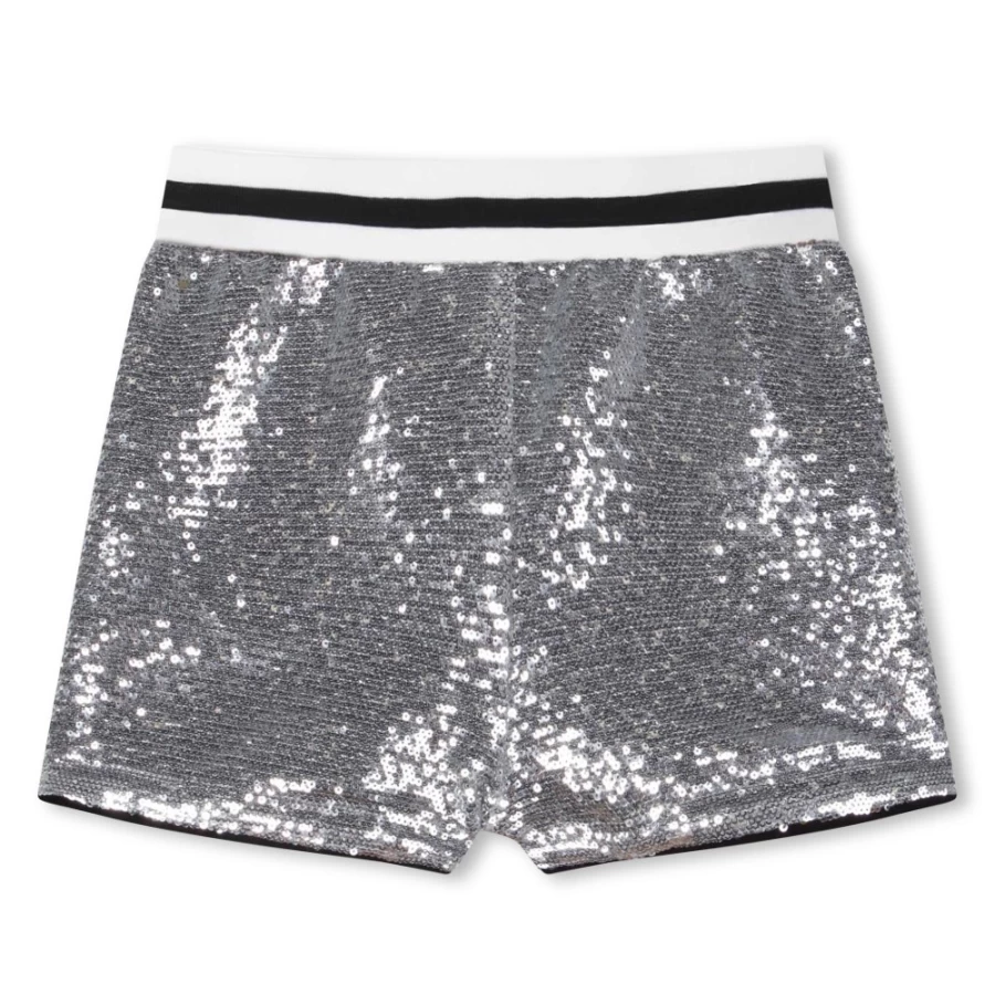 ZADIG & VOLTAIRE Girls' Light Grey Sequined Lined Shorts for Sparkling Style