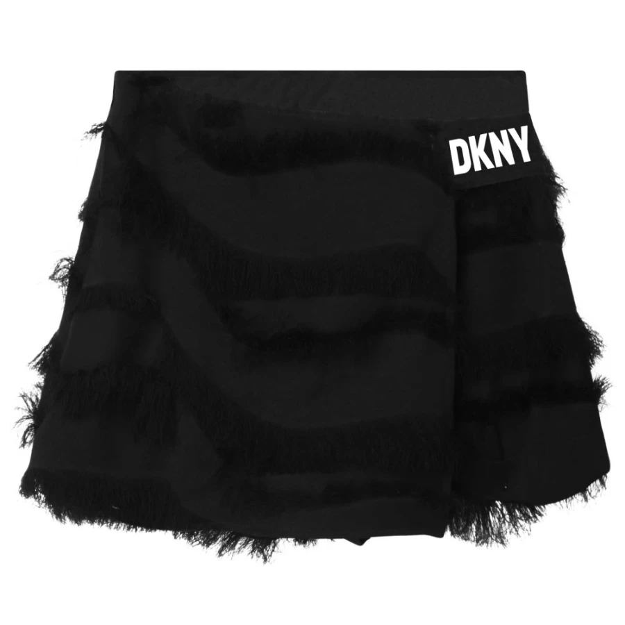 DKNY Black Fringed Skirt with Built-in Undershorts for Girls